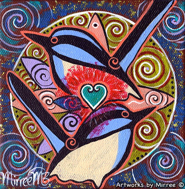 Blue Wren Free as a Bird Framed Canvas Print by Mirree Contemporary Aboriginal Art